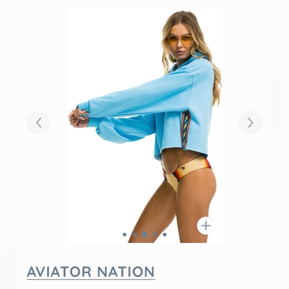 AVIATOR NATION White Cropped Hoodie with Logo - Picture 6 of 6